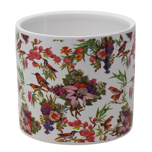 Floral Indoor Ceramic Plant Flower Pot - Flowers & Birds