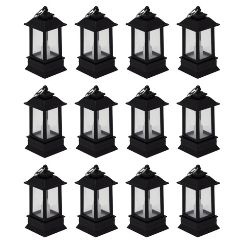 Mini LED Light Up Hanging Lantern Black - Set of 12