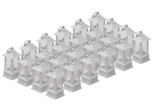 Mini LED Light Up Hanging Lantern White - Set of 24
