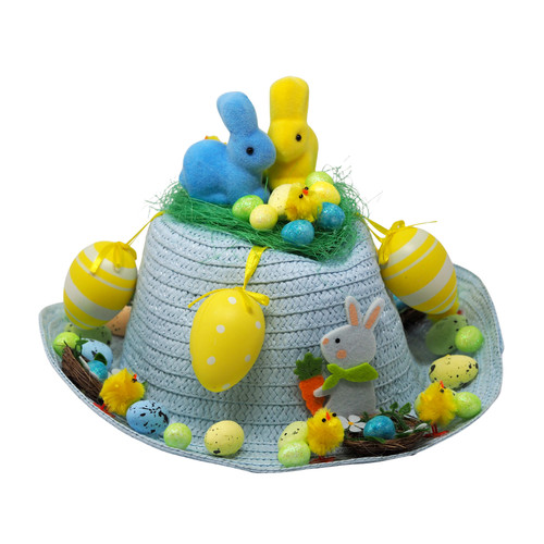 Boys Ready Made Decorated Easter Cowboy Hat Bonnet - Bunnies