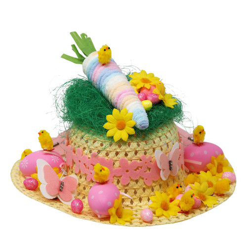 Girls Ready Made Decorated Easter Hat Bonnet - Carrot