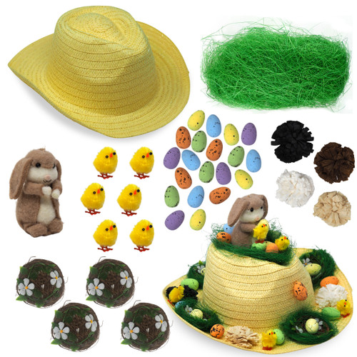 Boys Make Your Own Easter Bonnet Cowboy Hat Complete Kit - Brown Bunny