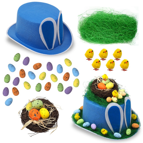 Boys Make Your Own Easter Bonnet Hat Complete Kit - Blue Top Hat