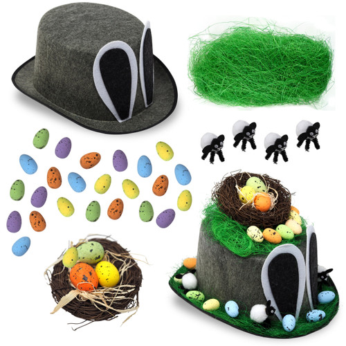 Boys Make Your Own Easter Bonnet Hat Complete Kit - Grey Top Hat