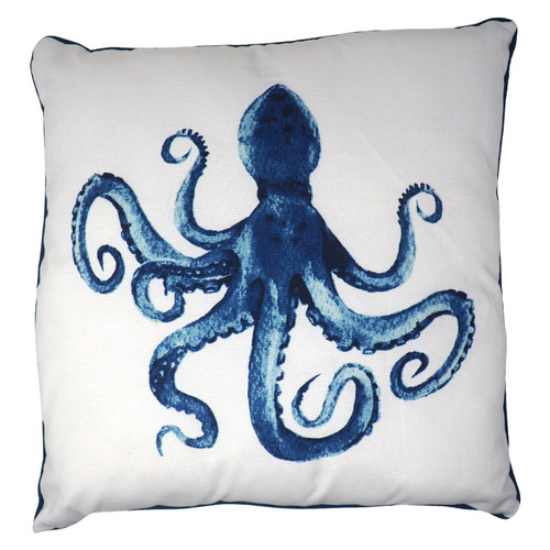 Blue Octopus Print Decorative Cushion 40cm