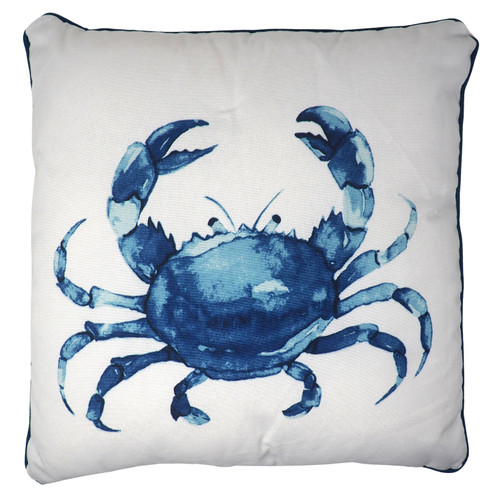 Blue Crab Print Decorative Cushion 40cm