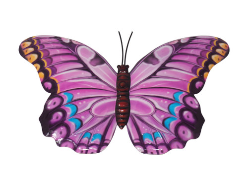 Metal Butterfly Garden Wall Hanging 34cm Pink Decorative Ornament