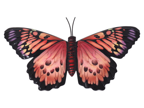 Metal Butterfly Garden Wall Hanging 34cm Red Decorative Ornament