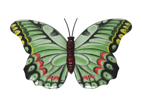 Metal Butterfly Garden Wall Hanging 34cm Green Decorative Ornament