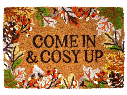 Come In & Cosy Up Autumn Leaf and Berry Coir Doormat