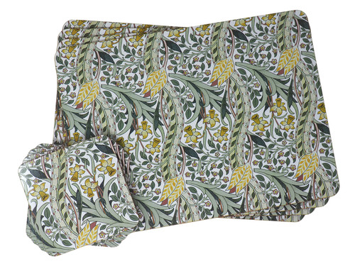 William Morris Daffodil Dinner Hardback Placemats & Coasters - Set of 4