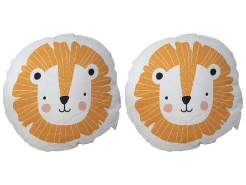 Cute Round Lion Face Cushions - Childs Bedroom / Nursery - Set of 2