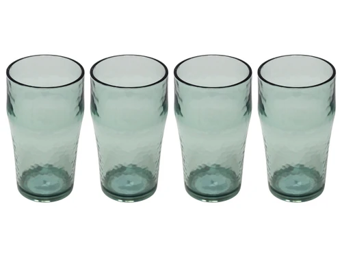 Green Textured Plastic Drinking Tumblers - Set of 4