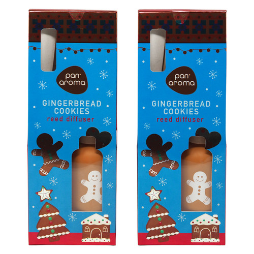 Pan Aroma Gingerbread Cookies Christmas Reed Diffuser - Set of 2