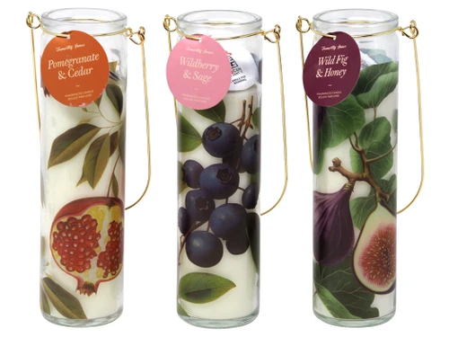 Fragranced Glass Jar Candles with Gold Hanging Handles - 3 Fragrances - Set of 3