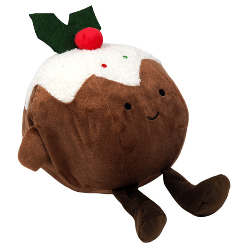 Cute Christmas Pudding Fabric Doorstop with Holly Berry Detail