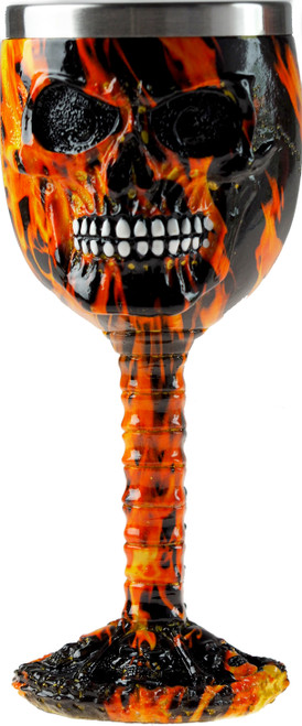Orange Inferno Skull Goblet - Stainless Steel Gothic Decoration