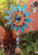 XL Aqua Blue Sunflower Sun Catcher Wind Chime - Hanging Home Garden Decoration