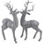 2 x Silver 23cm Glitter Reindeer Figurines - Christmas Decoration Ornaments