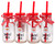 4 Christmas Novelty Santa Milk Drinking Glass / Bottle With lid And Straw 4 Christmas Novelty Santa Milk Drinking Glass / Bottle With lid And Straw