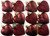 Set Of 12 x Love Heart Christmas Tree Baubles - Deep Mulled Wine Red