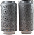 Set Of 2 Large Grey 26cm Tall Tea Light Lanterns - Lace / Dot Design