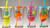 Set Of 4 Summer Fruit Design Glass Tumbler Cups With Lid And Reusable Straws