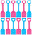 Set Of 12 Pink & Blue 9" Small Kid's Plastic Beach Spade