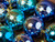 Large Shine Blue Aqua Green Leaf Christmas Tree Baubles Decorations (Set of 12)
