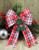 Christmas 30cm Red Tartan Snowflake Bow With Holly Decorations (Set of 2)