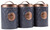 Metal Tea Coffee Sugar Canisters - Grey / Rose Gold Design  (Set of 3)