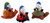 Gnomes On Animals Small 9cm Garden Pot Ornaments (Set of 3) Gnomes On Animals Small 9cm Garden Pot Ornaments (Set of 3)