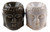 Thai Buddha Head Ceramic Oil Burner Ornament - White Dark Grey - Set Of 2