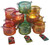 Moroccan Style Glass Tea Light Candle Holders - Multi Colour (Set of 12)