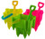 Sand Castle Shaped Bucket And Spade - Pink Yellow Green (Set of 3)