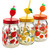 Glass Drinking Mason Jars w/ Lid & Straw - Strawberry, Lemon, Orange (Set of 3)