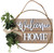 Welcome Home Hanging Plaque 30cm - With Sage leaves / Wood - Natural Cottage Design