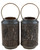 Chic Gloss Grey 17cm Silhouette Design Candle Holder Lanterns (Set of 2)