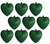 Large Emerald Green Glitter Heart Christmas Tree Baubles / Decorations (Set of 9)