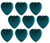 Large Kingfisher Blue Glitter Heart Christmas Tree Baubles / Decorations (Set of 9)