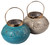 Teal Blue White Moroccan Kasbah Design Iron Lanterns / Candle Holders (Set of 2) Teal Blue White Moroccan Kasbah Design Iron Lanterns / Candle Holders (Set of 2)