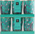 Turquoise Blue Votive Scented Candles - Oriental Peacock design - Set of 6
