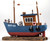 Nautical Brown Blue Wooden Trawler Boat 16cm Ornament