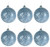 Sequin Encrusted Ice Blue Shimmer Christmas Tree Baubles Decorations - Set of 6