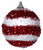 Christmas Tree Tinsel Baubles Decorations - Red White Candy Stripe - Set of 9