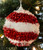Christmas Tree Tinsel Baubles Decorations - Red White Candy Stripe - Set of 9