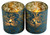 Ornate Floral Glass Votive Tea Light Candle Holders - Dark Teal Blue  - Set of 2