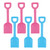 Childrens Kids Small 24cm Plastic Beach Spades - Pink & Blue - Set of 6