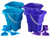 Large Sand Castle Buckets And Spades - Blue Purple - Set of 4