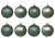 Green Matte and Glitter Christmas Baubles / Tree Ornaments - Set of 8